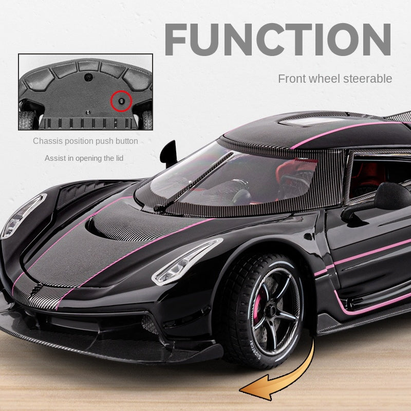 Chezhi 1:24 Die-Cast Alloy Model - Compatible with Koenigsegg Jesko Absolut  - Feature-Packed with Realistic Sound & Light, Pull-Back Action & Shock Absorption - Collector's Edition Hypercar