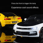 Black Mamba 1:24 Scale Licensed Chevrolet Camaro Die-Cast Alloy Model Toy - Opening Doors, Sound & Light, Pull-Back Function, Shock Absorption, Steering, Horn & Adjustable Seats - Muscle Car Collection