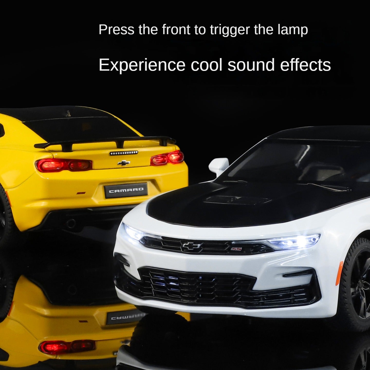 Black Mamba 1:24 Scale Licensed Chevrolet Camaro Die-Cast Alloy Model Toy - Opening Doors, Sound & Light, Pull-Back Function, Shock Absorption, Steering, Horn & Adjustable Seats - Muscle Car Collection