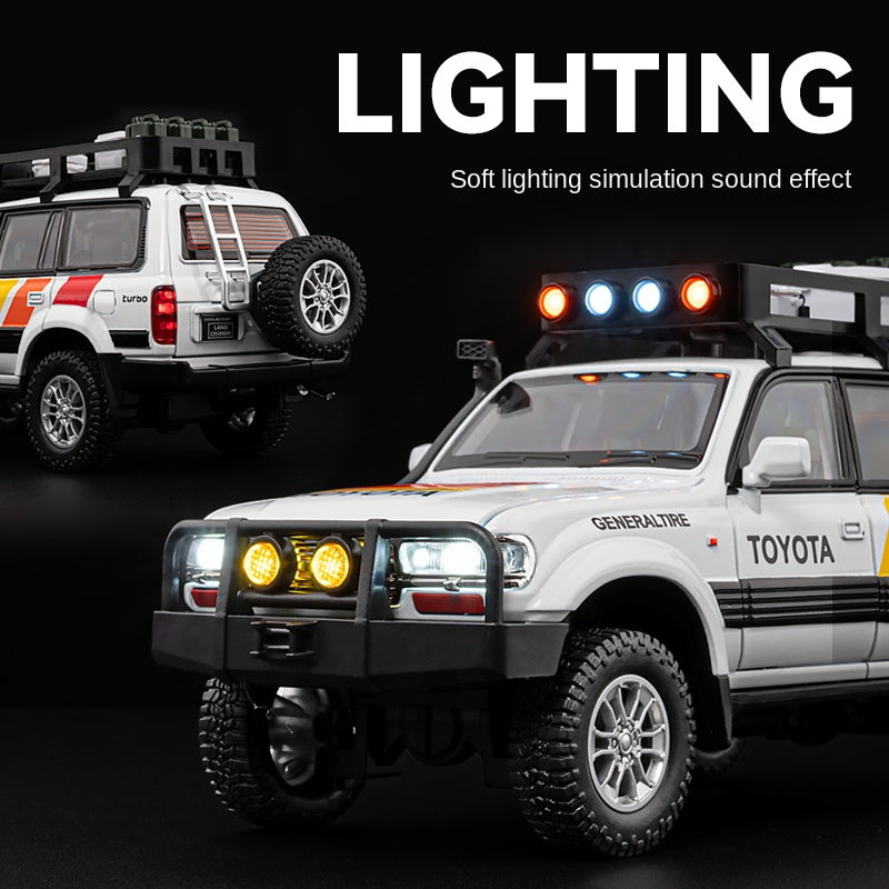 Chezhi 1:24 Licensed Toyota Land Cruiser LC80 Die-Cast Alloy Model - Official Off-Road Legend with Roof Rack, Opening Doors, Sound & Light, Pull-Back Action, Shock Absorption, Steering, Horn & Opening Fuel Cap