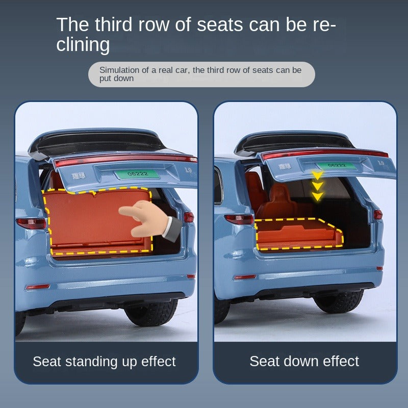 ZGTX 1:24 Scale Die-Cast Alloy Model Toy Compatible with Li Auto L9 - Opening Doors, Sound & Light, Pull-Back Function, Shock Absorption, Steering, Horn & Adjustable Seats - Smart Family SUV Collection