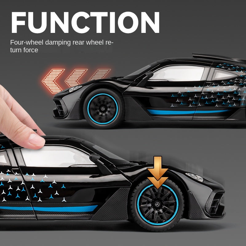 Chezhi 1:24 Die-Cast Alloy Model - Compatible with Mercedes-AMG ONE - F1 Hybrid Hypercar with Opening Doors, Sound & Light, Pull-Back Action, Shock Absorption, Steering & Adjustable Rear Wing