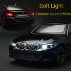 Black Mamba 1:24 Scale Licensed BMW 325Li Die-Cast Alloy Model Toy - Opening Doors, Sound & Light, Pull-Back Function, Shock Absorption, Steering, Horn & Adjustable Seats - Luxury Sedan Collection
