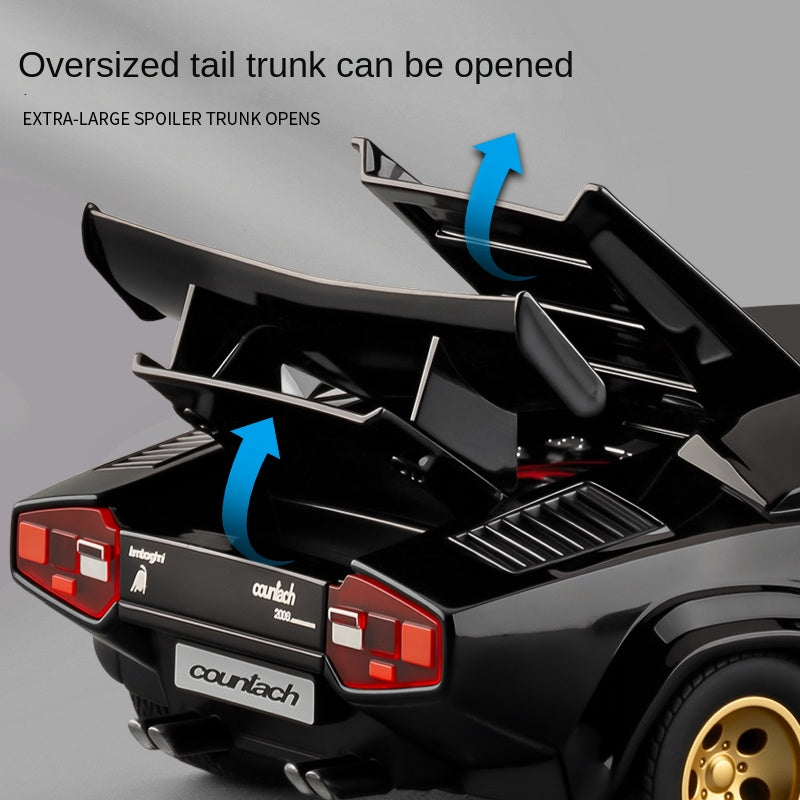 XHD 1:24 Scale Die-Cast Alloy Model Toy Compatible with Lamborghini Countach LP500 S - Pop-Up Headlights, Opening Doors, Sound & Light, Pull-Back Function, Shock Absorption, Steering & Horn - Classic Supercar Collection