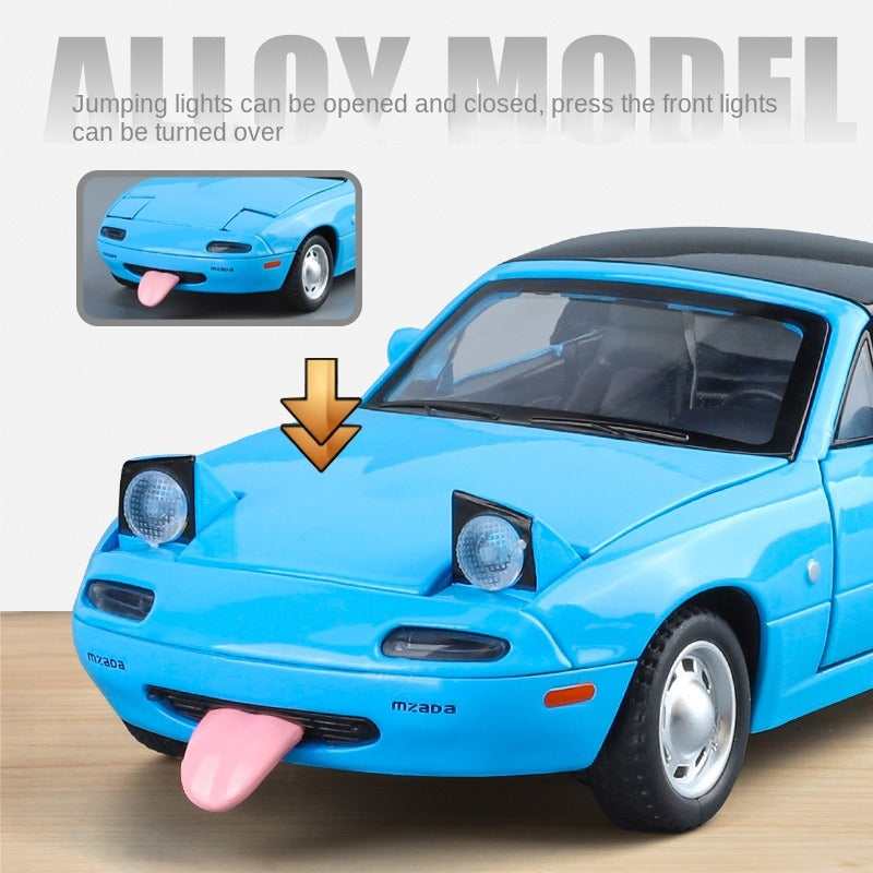 XHD 1:24 Scale Die-Cast Alloy Model Toy Compatible with Mazda MX-5 - Removable Soft Top, Opening Doors, Sound & Light, Pull-Back Function, Shock Absorption, Steering & Horn - Roadster Collection