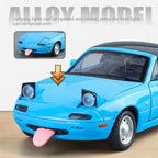 XHD 1:24 Scale Die-Cast Alloy Model Toy Compatible with Mazda MX-5 - Removable Soft Top, Opening Doors, Sound & Light, Pull-Back Function, Shock Absorption, Steering & Horn - Roadster Collection