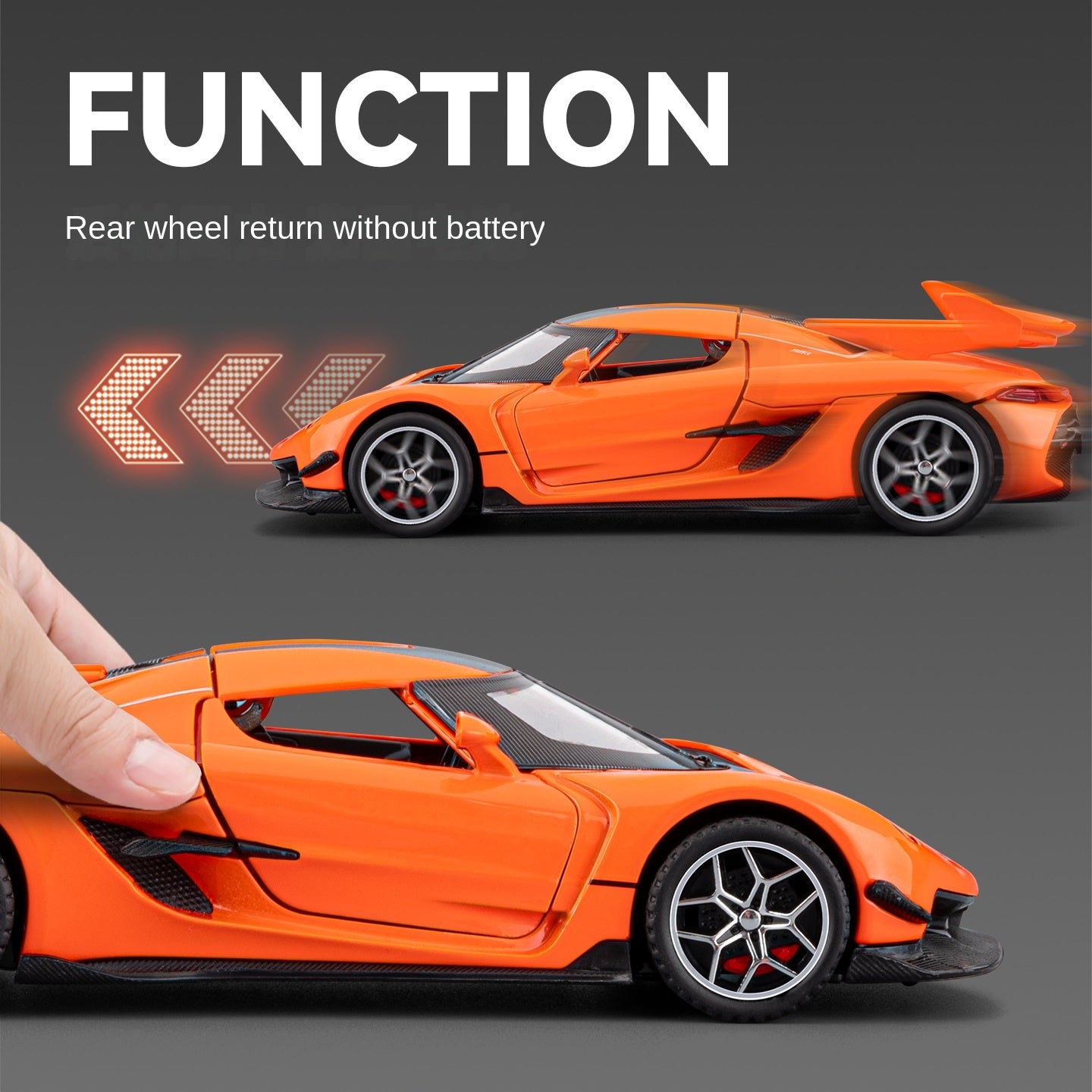 Chezhi 1:32 Scale Die-Cast Alloy Model Toy Compatible with Koenigsegg Jesko - Opening Doors, Sound & Light, Pull-Back Function - Hypercar Collection
