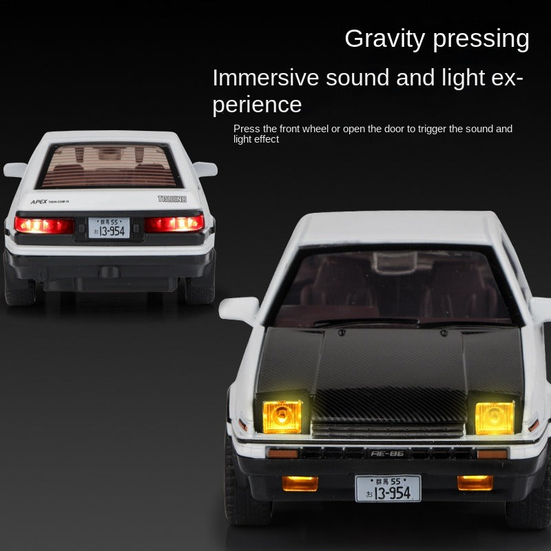 建元1:30 正版授权丰田AE86合金汽车模型 开门声光回力避震玩具车