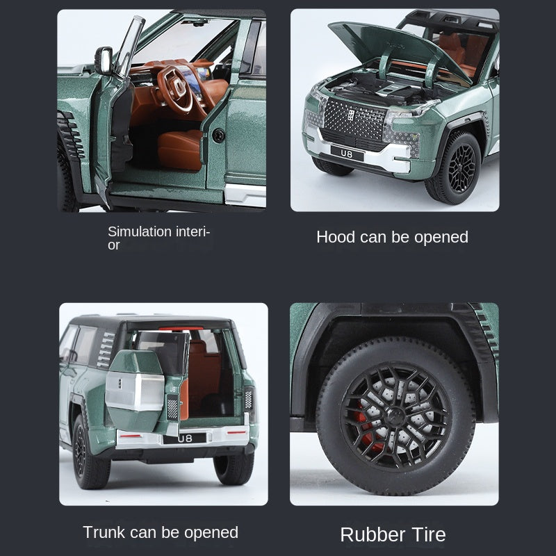 ZGTX 1:24 Die-Cast Alloy Model - Compatible with Yangwang U8 - Luxury Off-Road SUV with Opening Doors, Sound & Light, Pull-Back Action, Shock Absorption, Steering, Horn & Foldable Mirrors