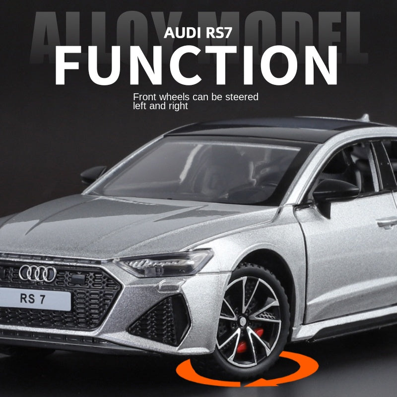 Haochi 1:32 Licensed Audi RS7 Die-Cast Alloy Model - Official High-Performance Sedan with Opening Doors, Realistic Sound & Light, Pull-Back Action, Shock Absorption, Steering & Adjustable Rear Wing