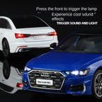 Black Mamba 1:24 Scale Licensed Audi A6L Die-Cast Alloy Model Toy - Opening Doors, Sound & Light, Pull-Back Function, Shock Absorption, Steering, Horn & Adjustable Seats - Luxury Sedan Collection