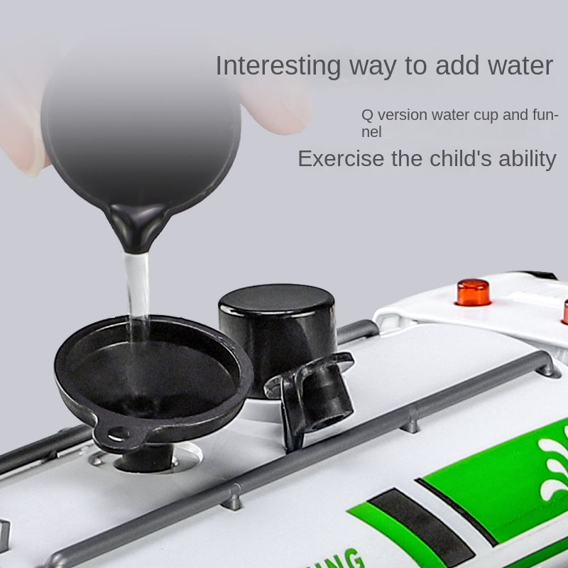 XHD 1:35 Scale City Water Sprinkler Die-Cast Engineering Vehicle Model Toy - Press-to-Spray Water Function, Rotating & Lifting Water Gun, Opening Doors, Sound & Light, Pull-Back Function - Municipal Vehicle Collection