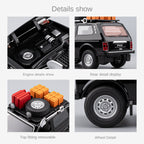 Chezhi 1:24 Scale Die-Cast Alloy Model Toy Compatible with Lada Niva - with Roof Accessories, Opening Doors, Sound & Light, Pull-Back Function, Shock Absorption & Horn - Classic Off-Road Collection