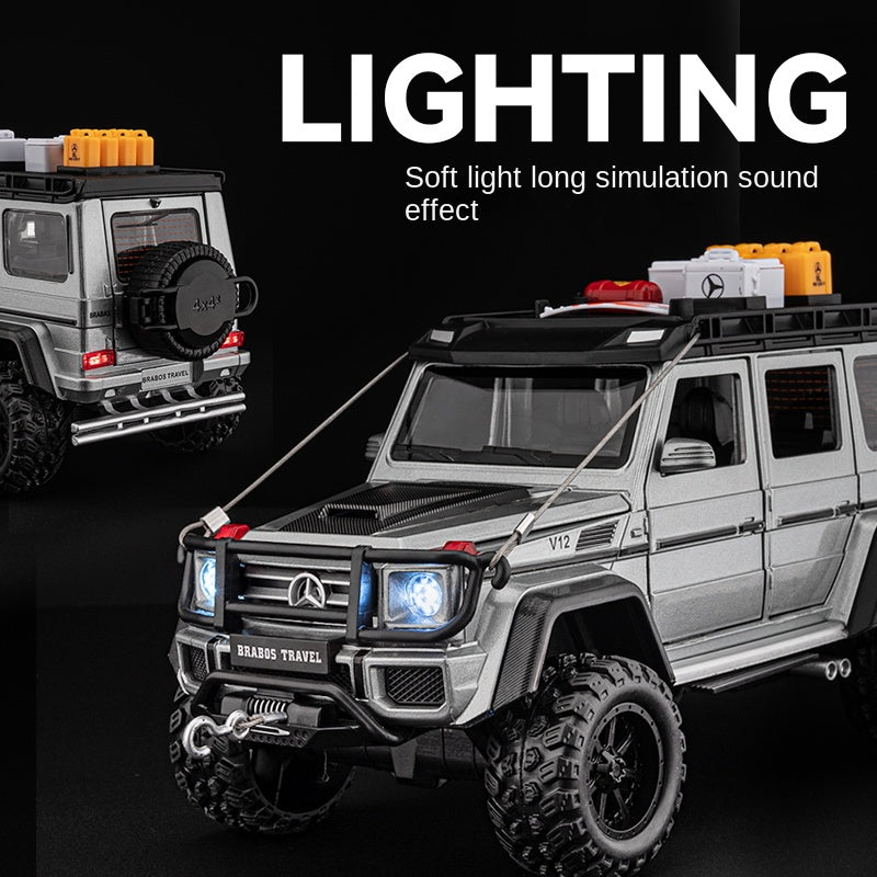 Chezhi 1:24 Scale Tuned Edition Die-Cast Alloy Model Toy Compatible with Mercedes-Benz G550 - with Roof Accessories, Retractable Winch, Opening Doors, Sound & Light, Pull-Back Function, Shock Absorption & Horn - Off-Road Vehicle Collection