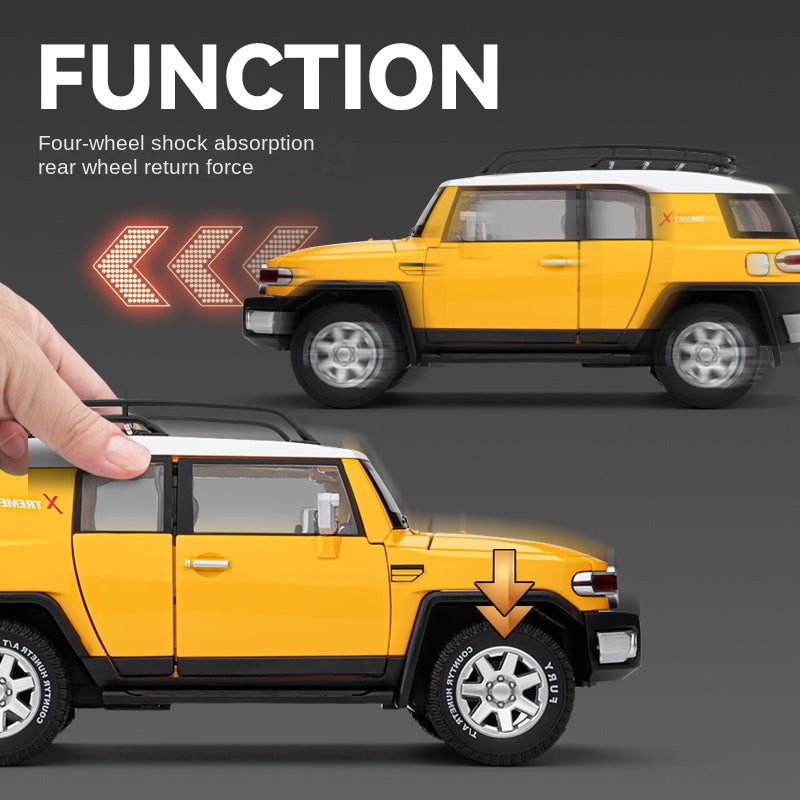 Chezhi 1:24 Licensed Toyota FJ Cruiser Die-Cast Alloy Model - Official Off-Road SUV with Opening Doors, Sound & Light, Pull-Back Action, Shock Absorption, Steering, Horn, Opening Fuel Cap & Foldable Mirrors