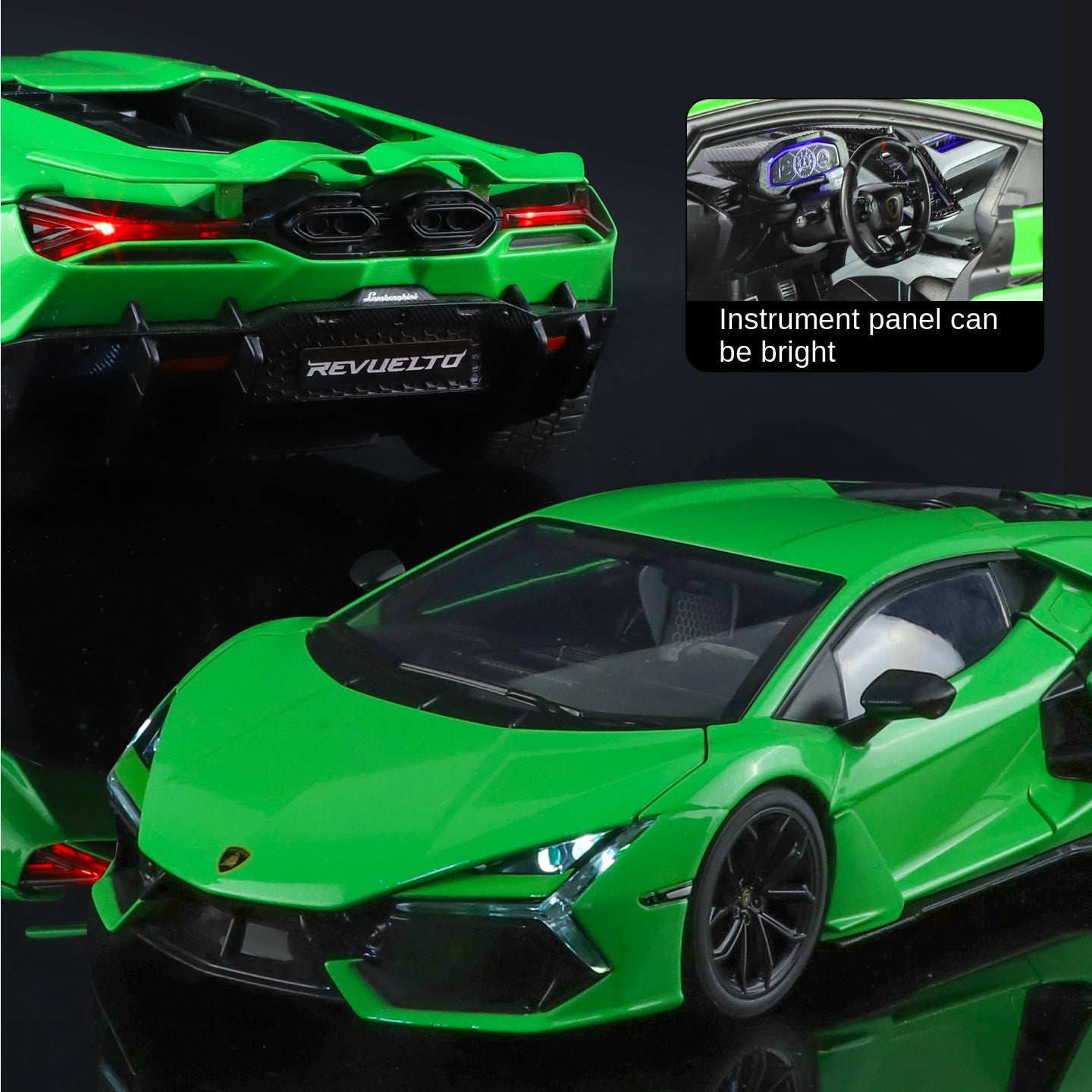 Black Mamba 1:18 Scale Licensed Lamborghini Reventón Die-Cast Alloy Model Toy - Opening Doors, Sound & Light, Shock Absorption, Steering, Horn, Adjustable Seats & Adjustable Rear Wing - Limited Edition Hypercar Collection