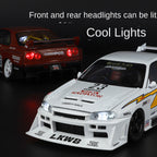 Jin Lifang 1:18 Track Edition Die-Cast Alloy Model - Compatible with Nissan GT-R - Feature-Packed with Detachable Wheels, Opening Doors, Realistic Sound & Light, and Shock Absorption