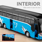 Chezhi 1:30 Scale Die-Cast Alloy Business Bus Model Toy - Opening Doors, Sound & Light, Pull-Back Function with Interior Ambient Lighting - Commercial Vehicle Collection