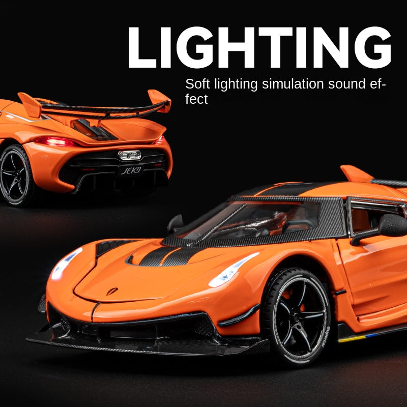 Chezhi 1:24 Scale Die-Cast Alloy Model Toy Compatible with Koenigsegg Jesko - Opening Doors, Sound & Light, Pull-Back Function, Shock Absorption, Steering & Horn - Hypercar Collection
