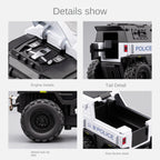 Chezhi 1:32 Scale Die-Cast Alloy Model Toy Compatible with 6x6 Conqueror Police Vehicle - Police Lights & Siren, Opening Doors, Sound & Light, Pull-Back Function, Openable Sunroof & Removable Rear Cover - Law Enforcement Vehicle Collection