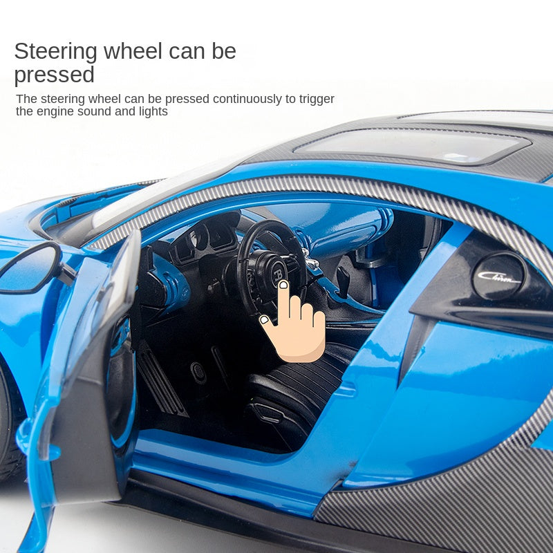 Black Mamba 1:18 Scale Die-Cast Alloy Model Toy Compatible with Bugatti Chiron Track Edition - Opening Doors, Sound & Light, Shock Absorption, Steering, Horn, Adjustable Seats, Removable Fuel Cap & Foldable Mirrors - Hypercar Collection