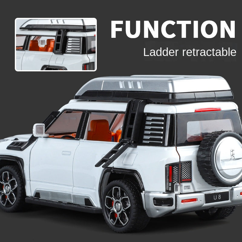 XHD 1:24 Die-Cast Alloy Model - Compatible with BYD Yangwang U8 - Luxury Off-Road SUV with Opening Doors, Sound & Light, Pull-Back Action, Shock Absorption & Steering