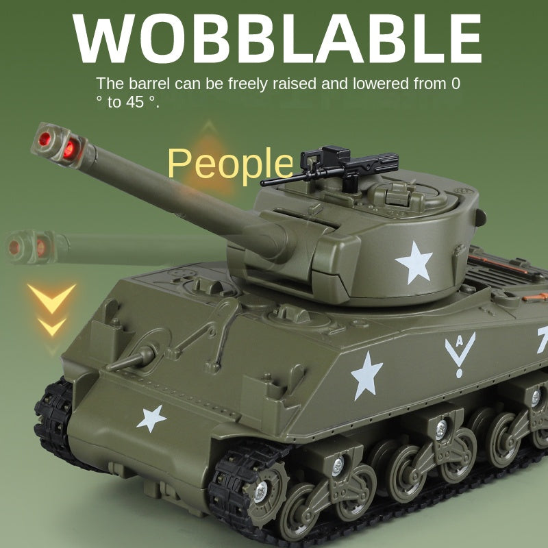 XHD 1:35 Die-Cast Alloy Model - Compatible with American M4 Sherman Tank - Feature-Packed with Smoke/Spray Effect, Sound & Light, Pull-Back Action & Removable Tracks