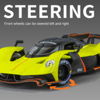 Maqueta de juguete de aleación fundida a presión Jinglifang a escala 1:24 compatible con Aston Martin Valkyrie: puertas que se abren, sonido e iluminación, función de retroceso, amortiguación y dirección - Colección Hypercar