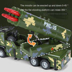 XHD 1:35 Scale PHL-16 Long-Range Rocket Launcher Die-Cast Alloy Missile Launch Vehicle Model Toy - Ejectable Missiles, Elevating Launch Tubes, Opening Doors, Sound & Light, Pull-Back Function - Modern Artillery Collection