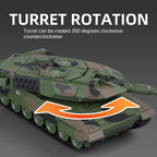 XHD 1:35 Die-Cast Alloy Model - Compatible with Leopard 2 Main Battle Tank - Feature-Packed with Smoke/Spray Effect, Sound & Light, Pull-Back Action & Removable Tracks