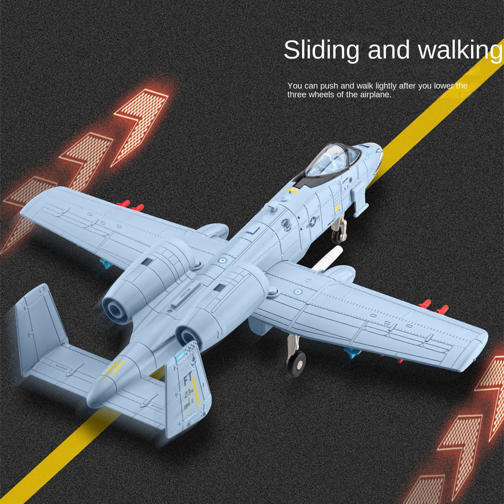 Modelo de avión de juguete Chezhi A-10 Thunderbolt II de aleación fundida a presión con soporte de exhibición - Misiles eyectables, sonido y luz - Colección de aviones militares
