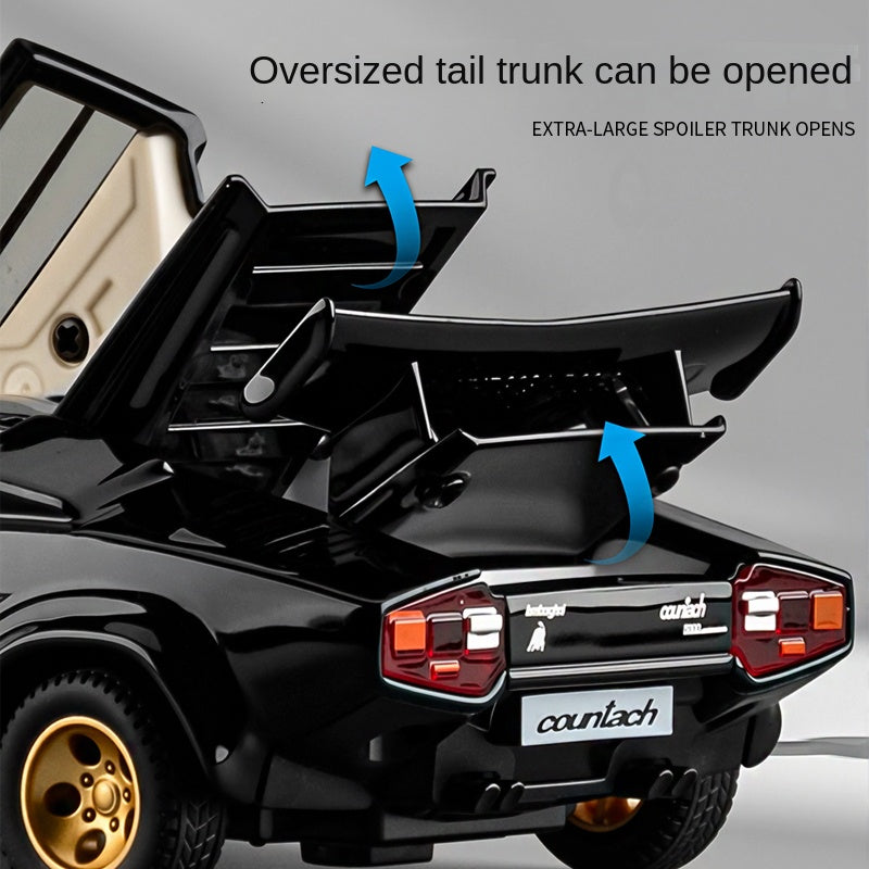 XHD 1:32 Scale Die-Cast Alloy Model Toy Compatible with Lamborghini Countach LP500 S - Pop-Up Headlights, Opening Doors, Sound & Light, Pull-Back Function & Shock Absorption - Classic Supercar Collection