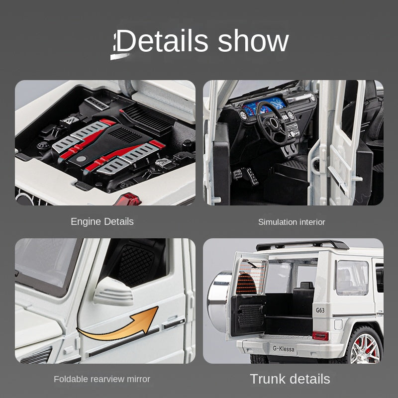 Mercedes-Benz G63 de aleación fundida a presión, escala 1:24, Chezhi - Control remoto, dirección, bocina y avance/retroceso - Colección de vehículos todoterreno