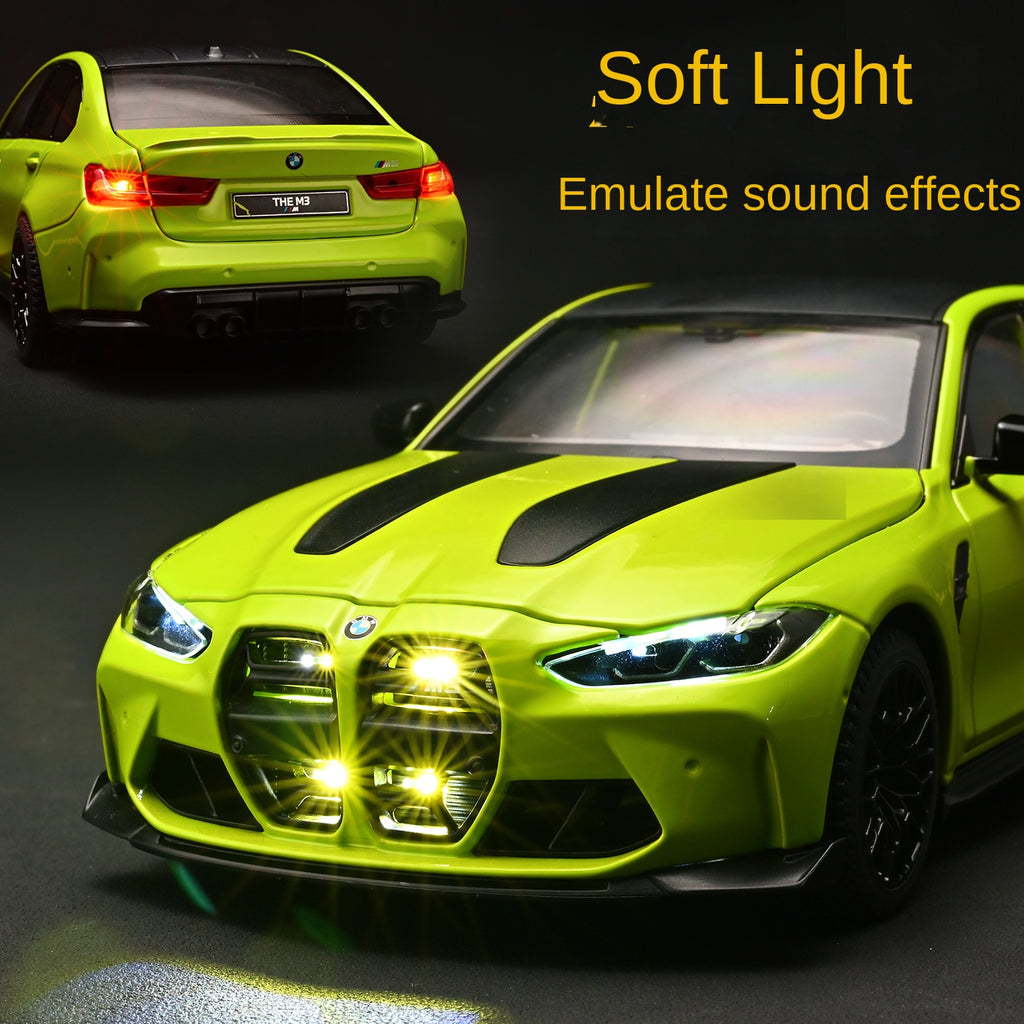 Black Mamba 1:24 Scale Licensed BMW M3 Die-Cast Alloy Model Toy - Opening Doors, Sound & Light, Pull-Back Function, Shock Absorption, Steering, Horn & Adjustable Seats - Sports Car Collection