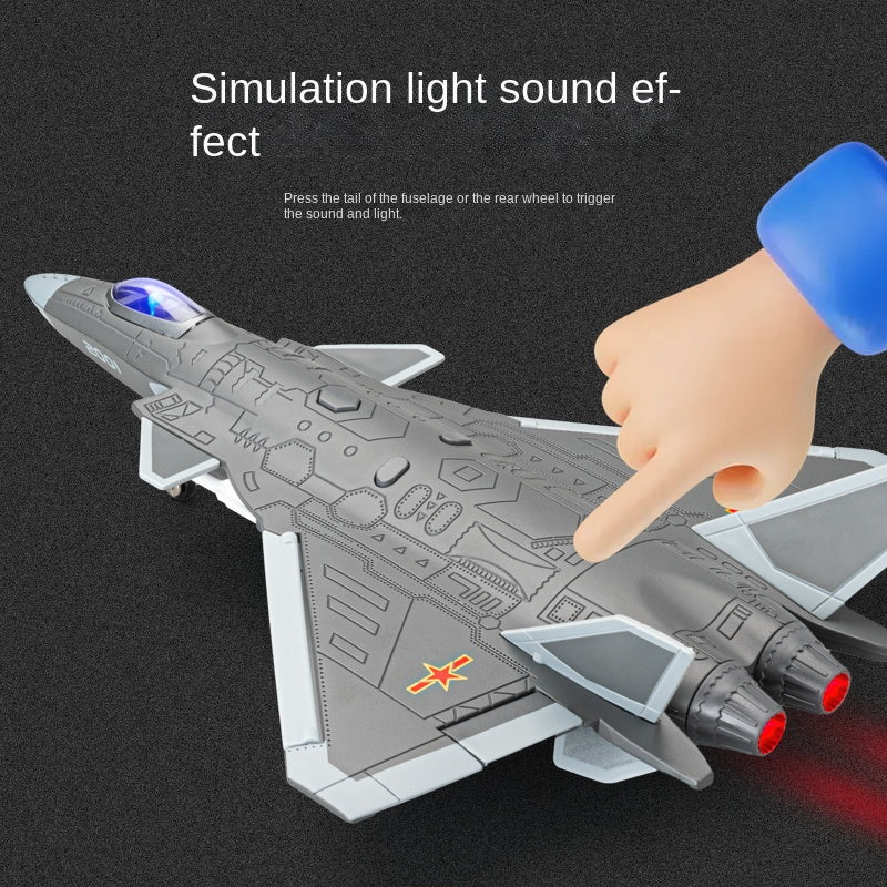 Chezhi 1:84 Scale Licensed J-20 Stealth Fighter Die-Cast Alloy Aircraft Model with Display Stand - Ejectable Missiles, Opening Hatches, Sound & Light, Pull-Back Function - Official Military Aircraft Collection