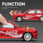 Chezhi 1:24 Coca-Cola Edition Die-Cast Alloy Model - Compatible with BMW M3 - with Opening Doors, Sound & Light, Pull-Back Action, Shock Absorption, Opening Fuel Cap & Foldable Mirrors
