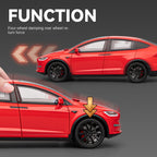 Chezhi 1:24 Die-Cast Alloy Model - Compatible with Tesla Model X - Feature-Packed with Interactive Steering Wheel, Foldable Mirrors, Adjustable Spoiler, Opening Doors, Realistic Sound & Light, Pull-Back Action & Shock Absorption - Tech Edition