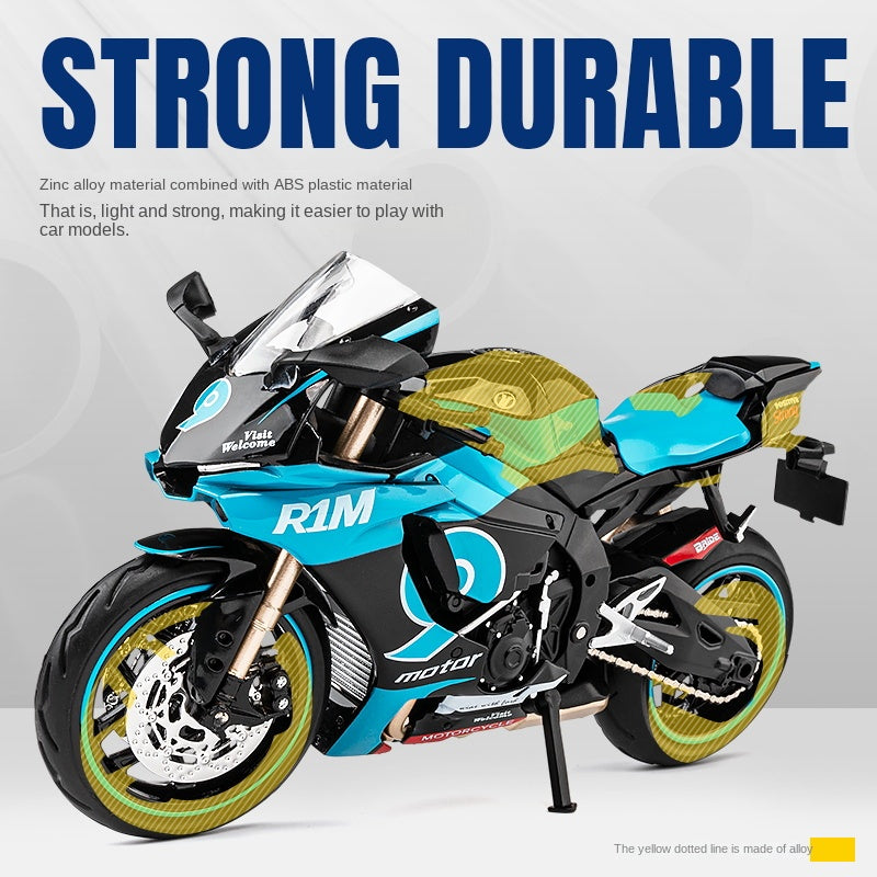 Jiaye 1:12 Scale Die-Cast Alloy Motorcycle Model Toy Compatible with Yamaha YZF-R1M - Sound & Light, Steering & Shock Absorption - Superbike Collection
