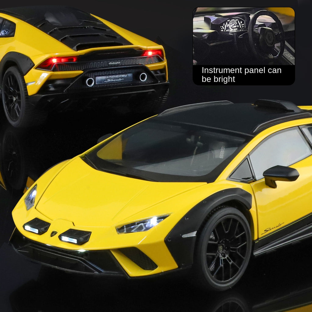 Black Mamba 1:18 Scale Licensed Lamborghini Huracán Sterrato Die-Cast Alloy Model Toy - Opening Doors, Sound & Light, Shock Absorption, Steering, Horn, Adjustable Rear Wing & Adjustable Seats - Off-Road Supercar Collection
