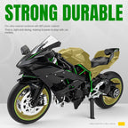 Jiaye 1:9 Die-Cast Alloy Model - Compatible with Kawasaki Ninja H2R - Track-Only Supercharged Hyperbike Replica with Realistic Sound & Light, Front Suspension, Functioning Handlebars & Chain-Driven Rear Wheel