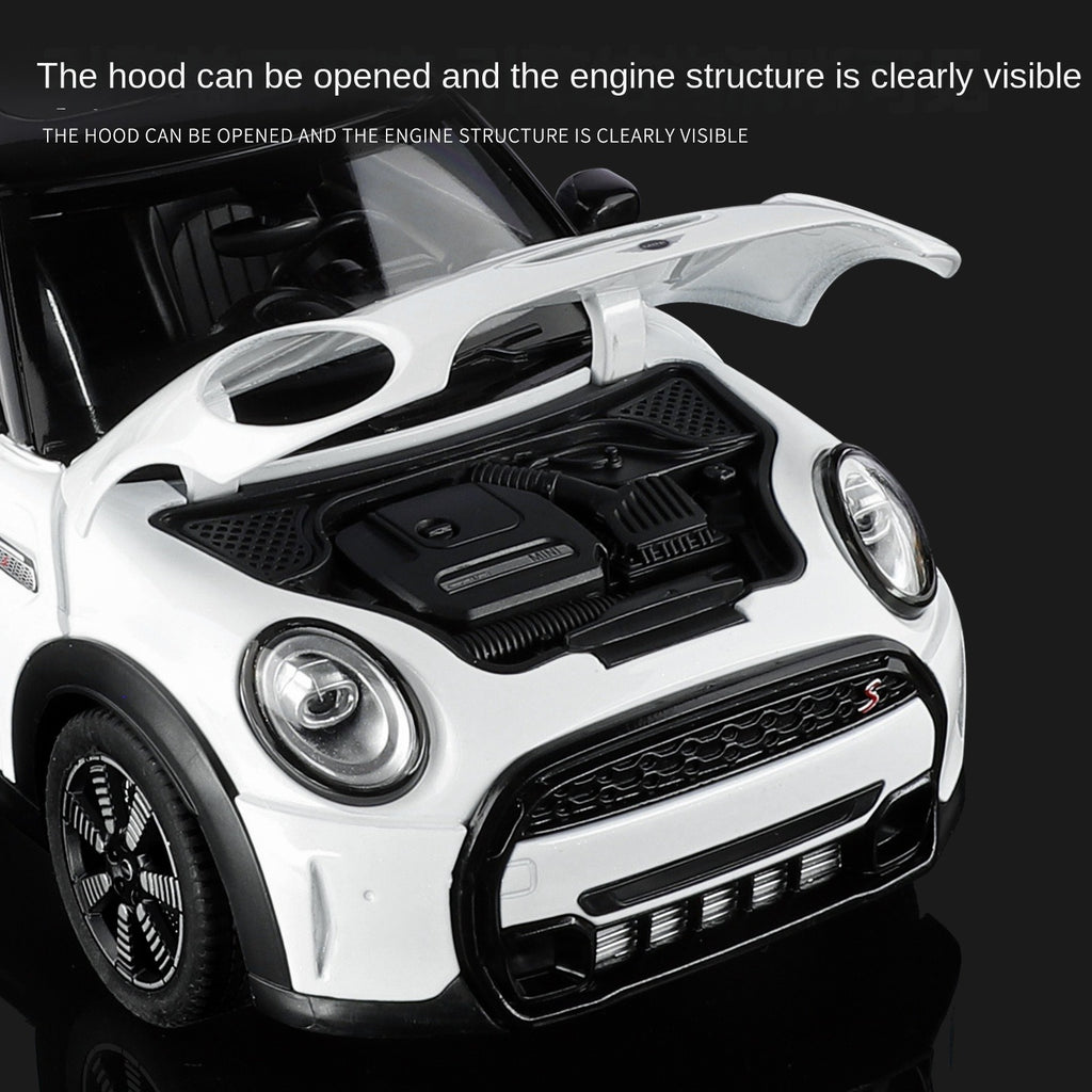 Black Mamba 1:18 Scale Licensed BMW MINI COOPER Die-Cast Alloy Static Model Toy - Opening Doors, Shock Absorption, Steering & Adjustable Seats - Classic Compact Car Collection