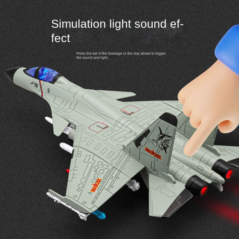 Chezhi 1:89 Scale Licensed J-15 Carrier-Based Fighter Die-Cast Alloy Aircraft Model with Display Stand - Ejectable Missiles, Opening Hatches, Sound & Light, Pull-Back Function - Official Naval Aviation Collection