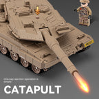 Chezhi Die-Cast Alloy Model - Compatible with Leopard 2 Main Battle Tank - Military Edition with Smoke/Missile Ejection, Action Figures, Opening Hatches, Sound & Light, Pull-Back Action & Shock Absorption