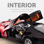 Chezhi 1:24 Scale Chrome Edition Die-Cast Alloy Model Toy Compatible with Bugatti Atlantic - with Mini Luggage Set, Opening Doors, Sound & Light, Pull-Back Function, Shock Absorption, Steering & Horn - Classic Car Collection