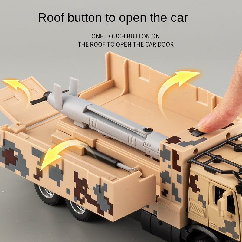 XHD 1:35 Scale FL-10 Loitering Munition Launch Vehicle Die-Cast Alloy Model Toy - Opening Doors, Sound & Light, Pull-Back Function - Military Drone Collection