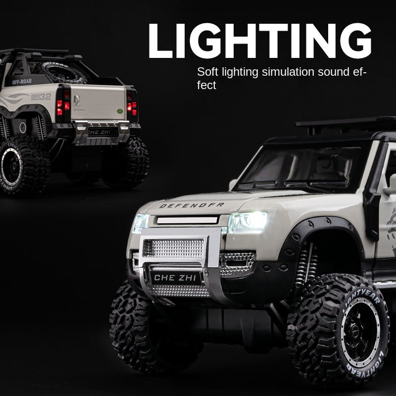 Chezhi 1:24 Scale Die-Cast Alloy Model Toy Compatible with Land Rover Defender 6x6 - Opening Doors, Sound & Light, Pull-Back Function, Shock Absorption & Folding Side Ladder - Extreme Off-Road Collection