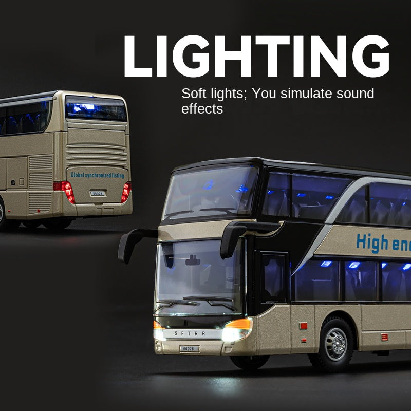 Chezhi 1:30 Die-Cast Alloy Long-Distance Coach Bus Model - Highway Cruiser with Opening Doors, Sound & Light & Pull-Back Action