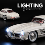 Chezhi 1:24 Scale Die-Cast Alloy Model Toy Compatible with Mercedes-Benz 300SL - Opening Doors, Sound & Light, Pull-Back Function, Shock Absorption, Steering & Horn - Classic Sports Car Collection