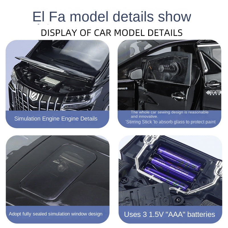 Qiyi 1:18 Scale Licensed Toyota Alphard Die-Cast Alloy Model Toy - Power Sliding Doors, Manual Windows, Sound & Light, Shock Absorption, Steering & Horn - Official Luxury MPV Collection