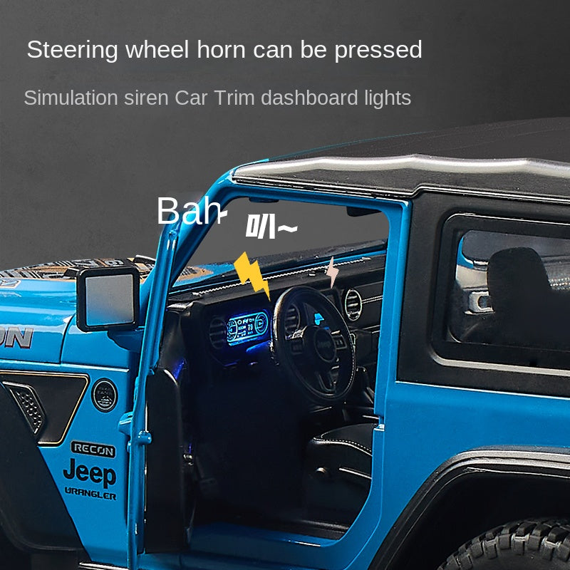 OK 1:18 Scale Die-Cast Alloy Model Toy Compatible with Jeep Wrangler Rubicon - Opening Doors, Sound & Light, Shock Absorption, Steering, Horn, Adjustable Seats & Foldable Mirrors - Off-Road Vehicle Collection